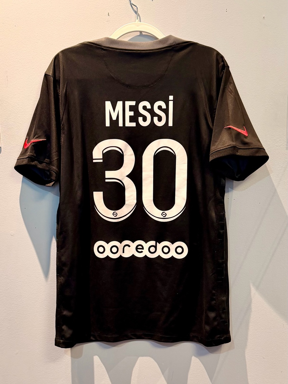 Nike Black Messi #30 Football Jersey with Red Swoosh